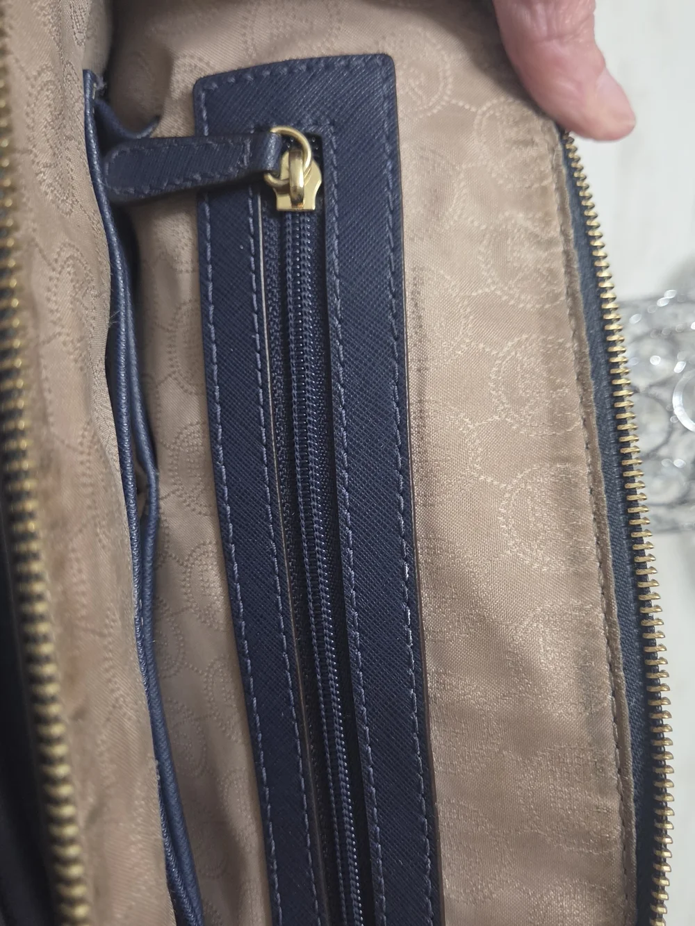 Michael Kors Navy Saffiano Dome Satchel